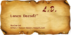 Lencs Dezső névjegykártya
